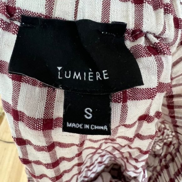 Lumière cotton/linen blend off-the-shoulder gingham tie-front top - Picture 6 of 11